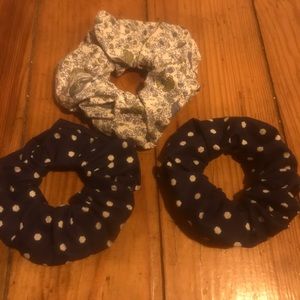 Extra large handmade scrunchie bundle trio in blue